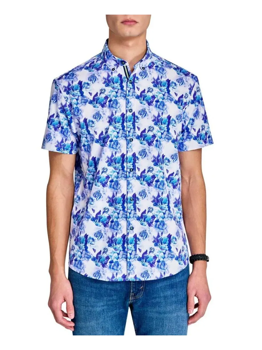 Мужская рубашка с коротким рукавом Regular Fit, 4-Way Stretch, Performance, Delicate Floral Society