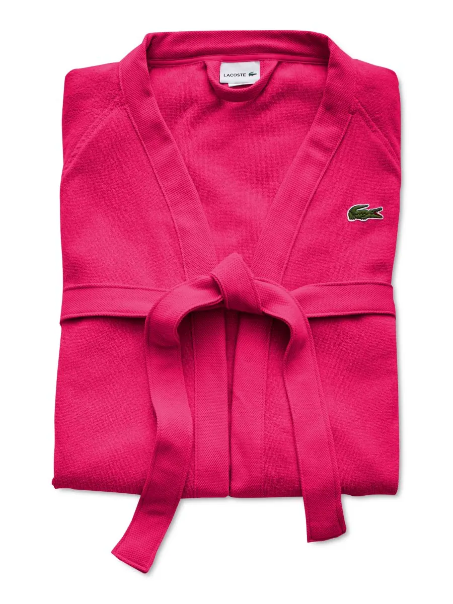 Банный халат из 100% хлопкового пике с нашивкой и логотипом Lacoste Home — изображение 2 из 5, маджента