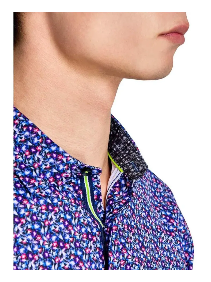 Мужская рубашка с длинным рукавом, Regular Fit, 4-Way Stretch, с принтом Society of Threads — изображение 2 из 5