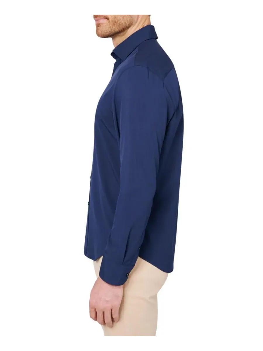 Мужская рубашка с длинным рукавом, Regular Fit, 4-Way Stretch Society of Threads — изображение 3 из 3, темно-синий