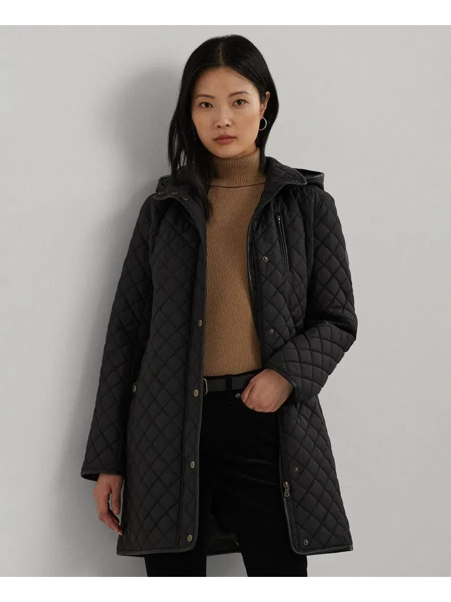 Женское стеганое пальто с капюшоном, Diamond Quilted Lauren Ralph Lauren