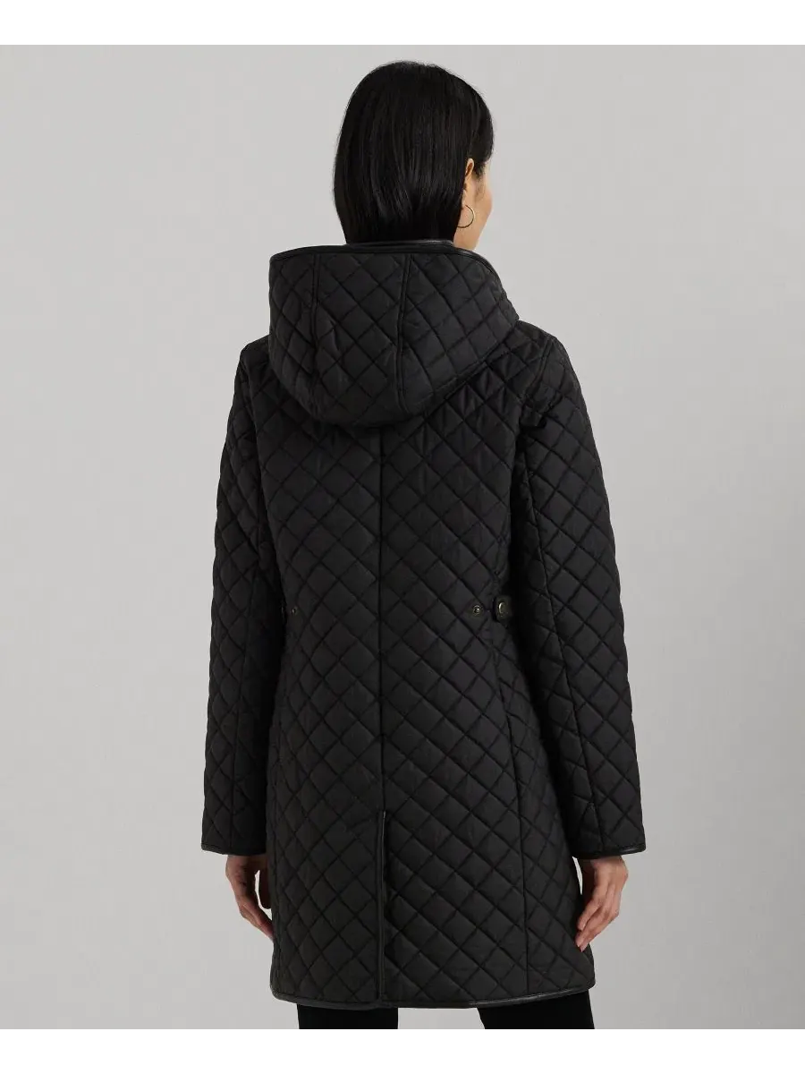 Женское стеганое пальто с капюшоном, Diamond Quilted Lauren Ralph Lauren — изображение 2 из 5, черный