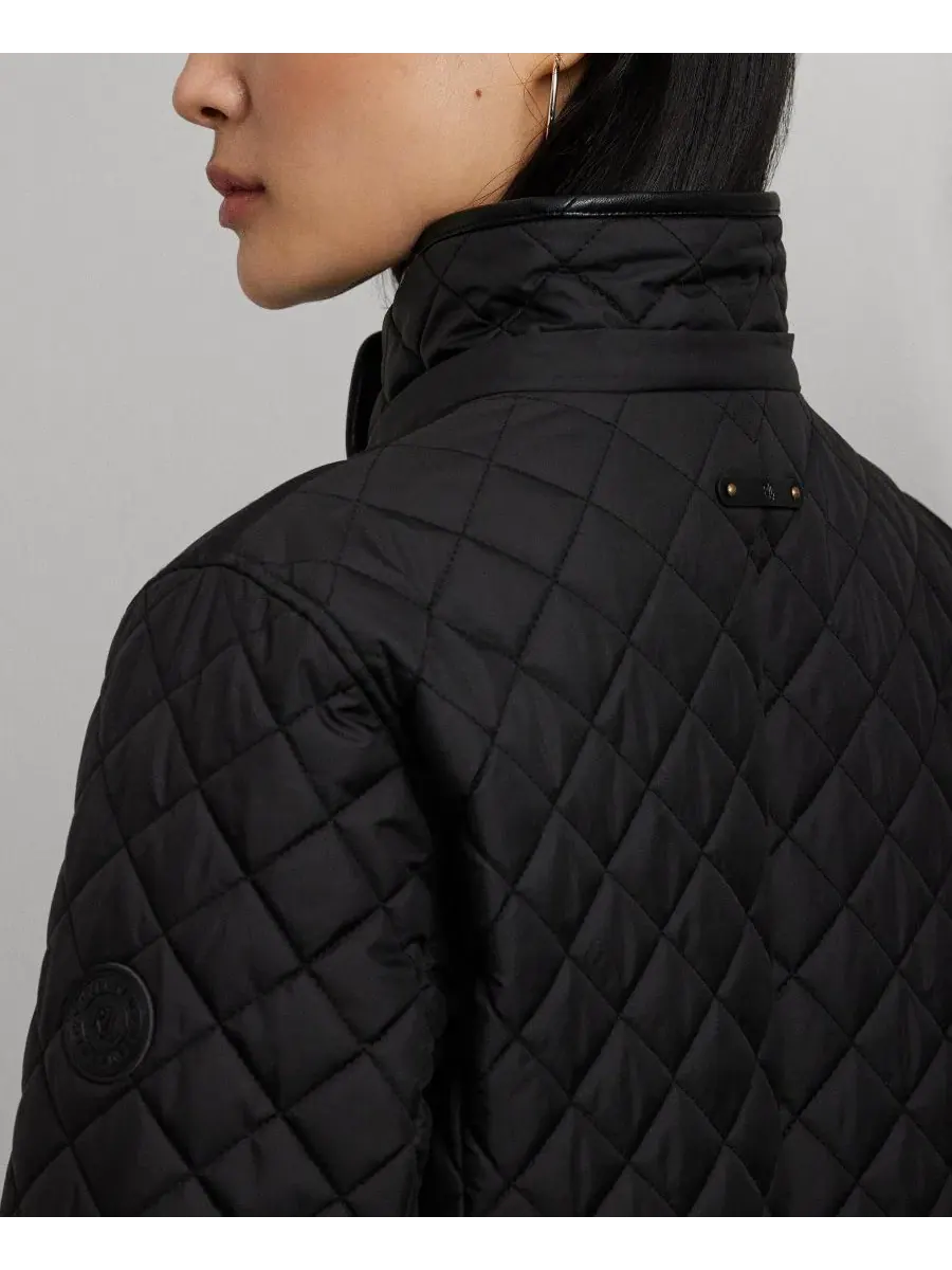 Женское стеганое пальто с капюшоном, Diamond Quilted Lauren Ralph Lauren — изображение 4 из 5, черный
