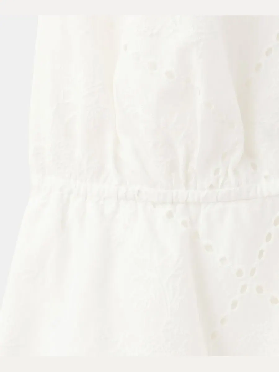 Платье-трапеция с вышивкой Openwork Embroidery Halter Neck Dress MANGO — изображение 6 из 7, белый