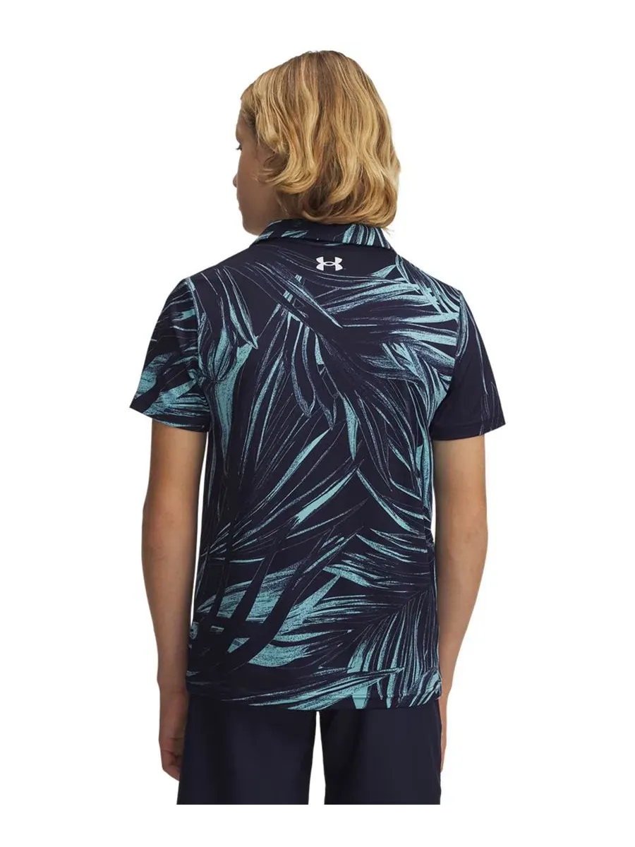 Детская поло-рубашка с принтом Matchplay Printed Two Button Pocket Polo Shirt Under Armour — изображение 3 из 3, темно-синий