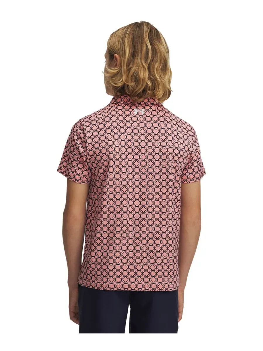 Детская поло-рубашка с принтом Matchplay Printed Under Armour — изображение 3 из 3, розовый