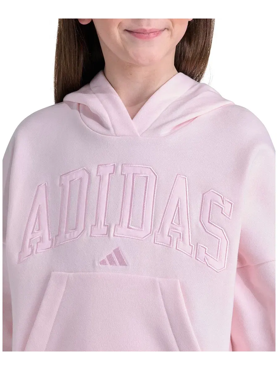 Худи с капюшоном и длинным рукавом, свободного кроя adidas — изображение 3 из 4, розовый