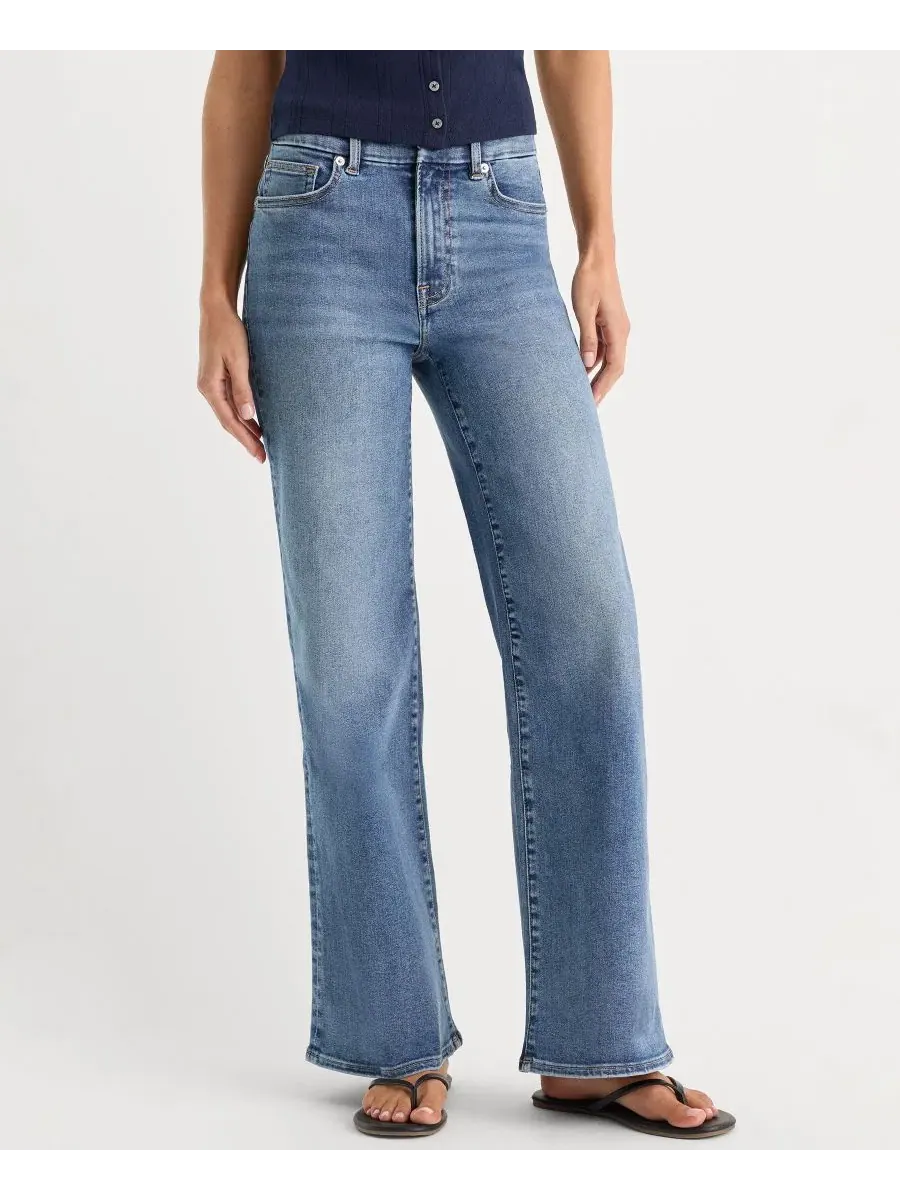Джинсы палаццо с зауженным силуэтом Always Fits Slim Good American — изображение 2 из 6, песочный