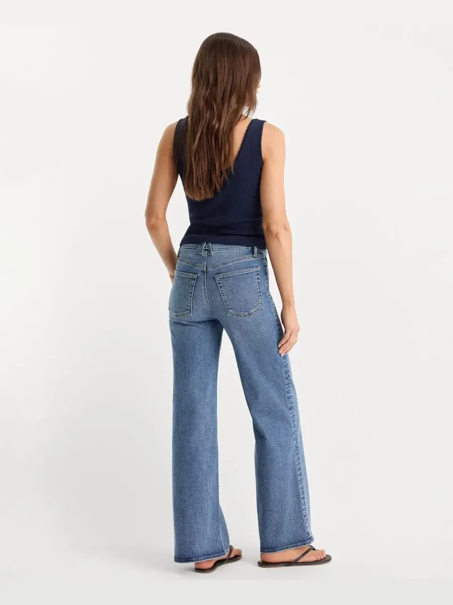 Джинсы палаццо с зауженным силуэтом Always Fits Slim Good American — изображение 6 из 6, песочный