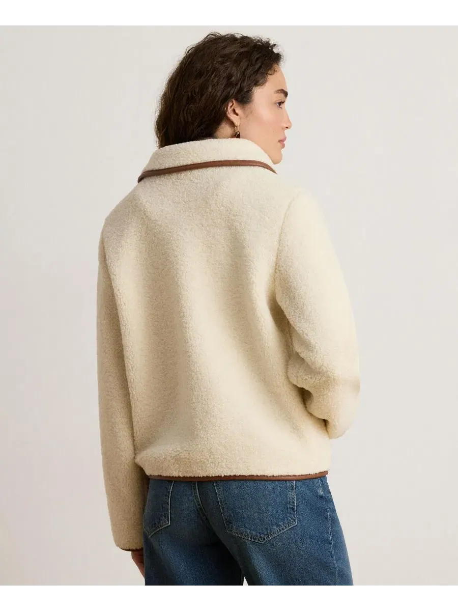 Женская куртка-бомбер из шерпы с faux-leather отделкой Lauren Ralph Lauren — изображение 4 из 5, бежевый