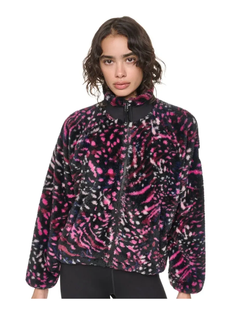 Женская куртка из флиса шерпа с принтом, модель Tiger Floral Festive DKNY Sport, Tiger Floral — изображение 1 из 9