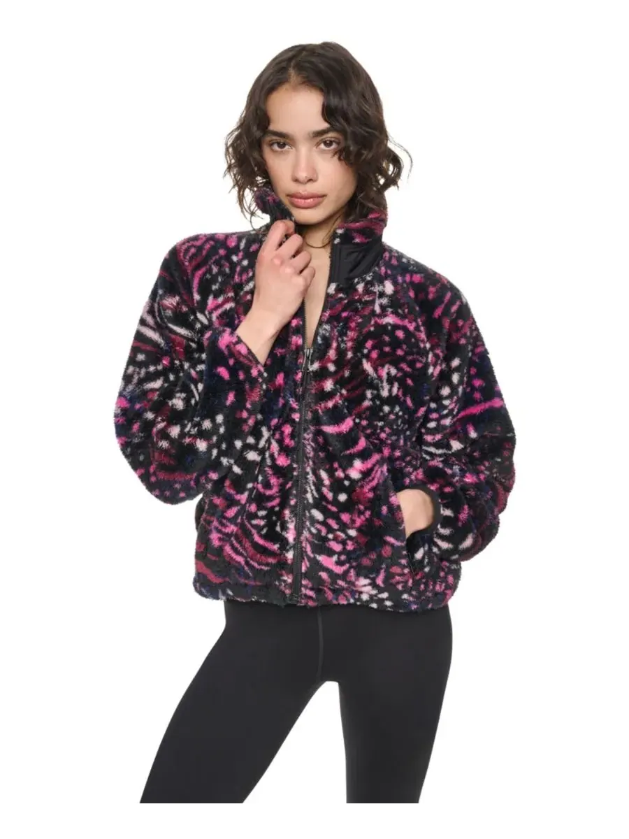 Женская куртка из флиса шерпа с принтом, модель Tiger Floral Festive DKNY Sport, Tiger Floral — изображение 2 из 9