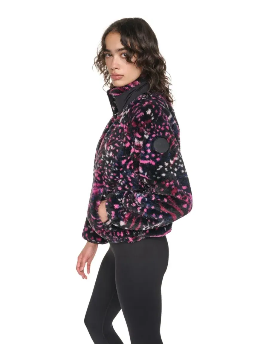 Женская куртка из флиса шерпа с принтом, модель Tiger Floral Festive DKNY Sport, Tiger Floral — изображение 3 из 9