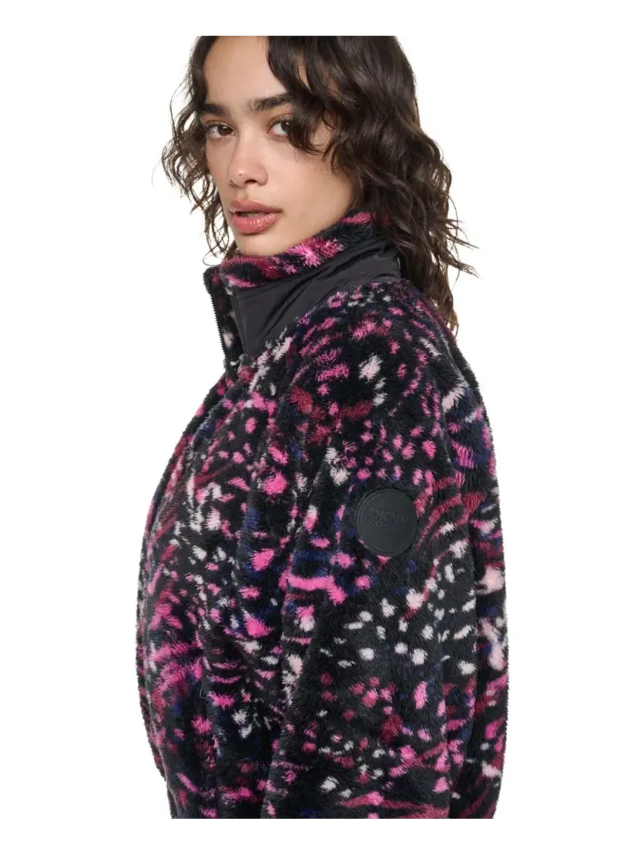 Женская куртка из флиса шерпа с принтом, модель Tiger Floral Festive DKNY Sport, Tiger Floral — изображение 4 из 9