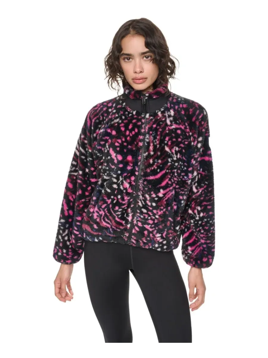 Женская куртка из флиса шерпа с принтом, модель Tiger Floral Festive DKNY Sport, Tiger Floral — изображение 8 из 9