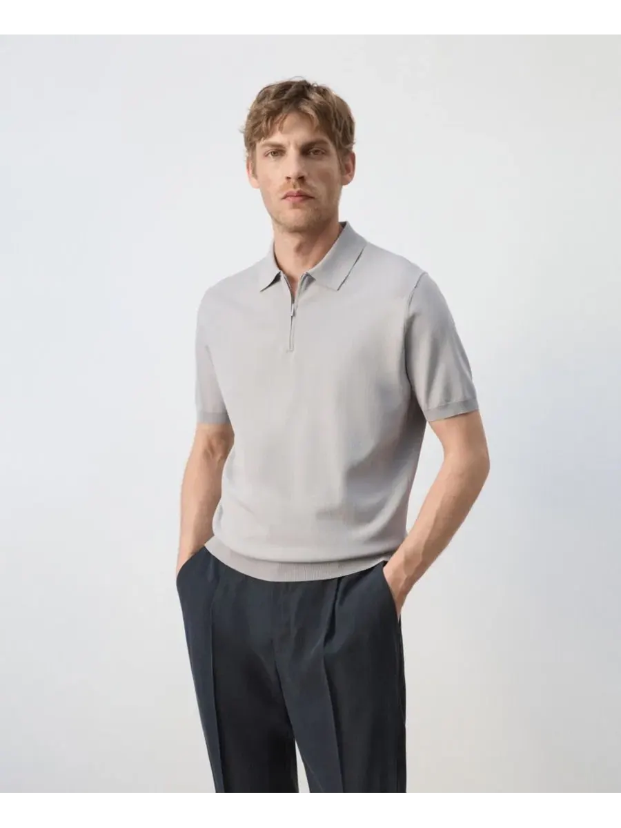 Мужской поло с молнией Fine Knit MANGO