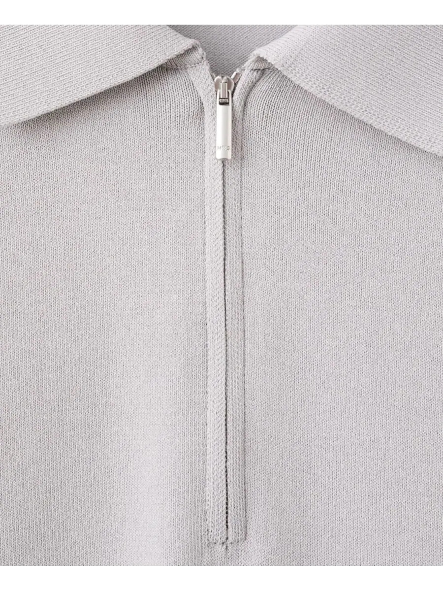 Мужской поло с молнией Fine Knit MANGO — изображение 3 из 6, серый