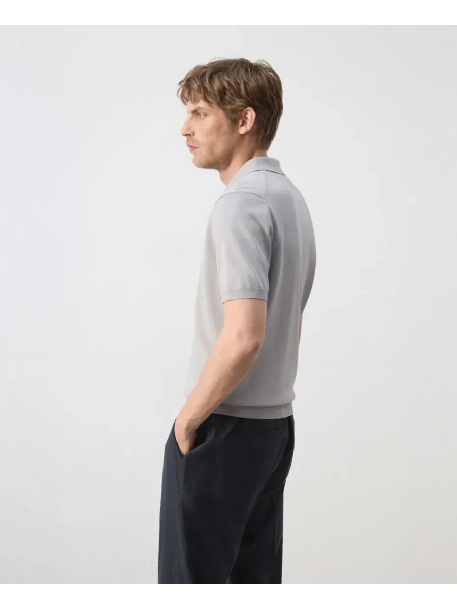 Мужской поло с молнией Fine Knit MANGO — изображение 4 из 6, серый