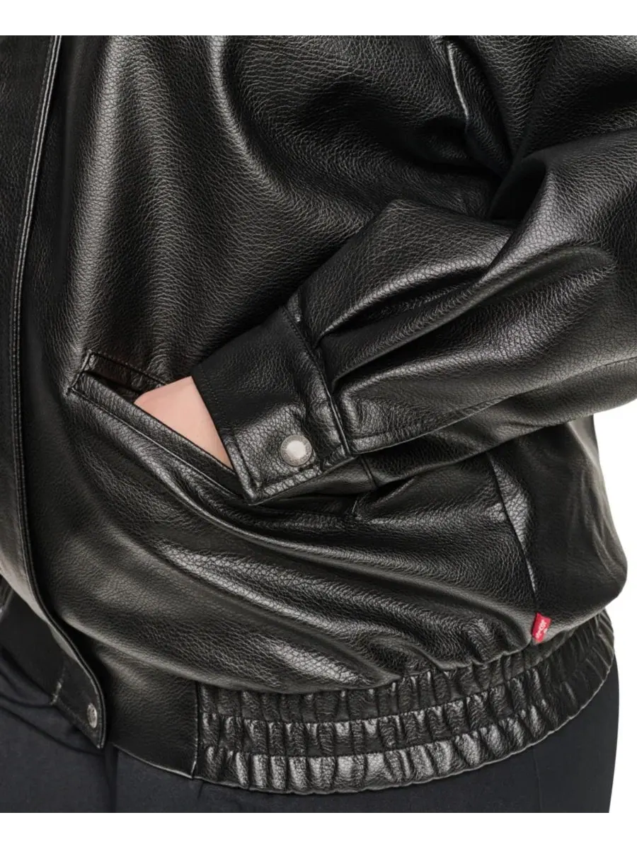 Куртка-бомбер с воротником-стойкой, из искусственной кожи, свободного кроя Levi's — изображение 6 из 6, черный