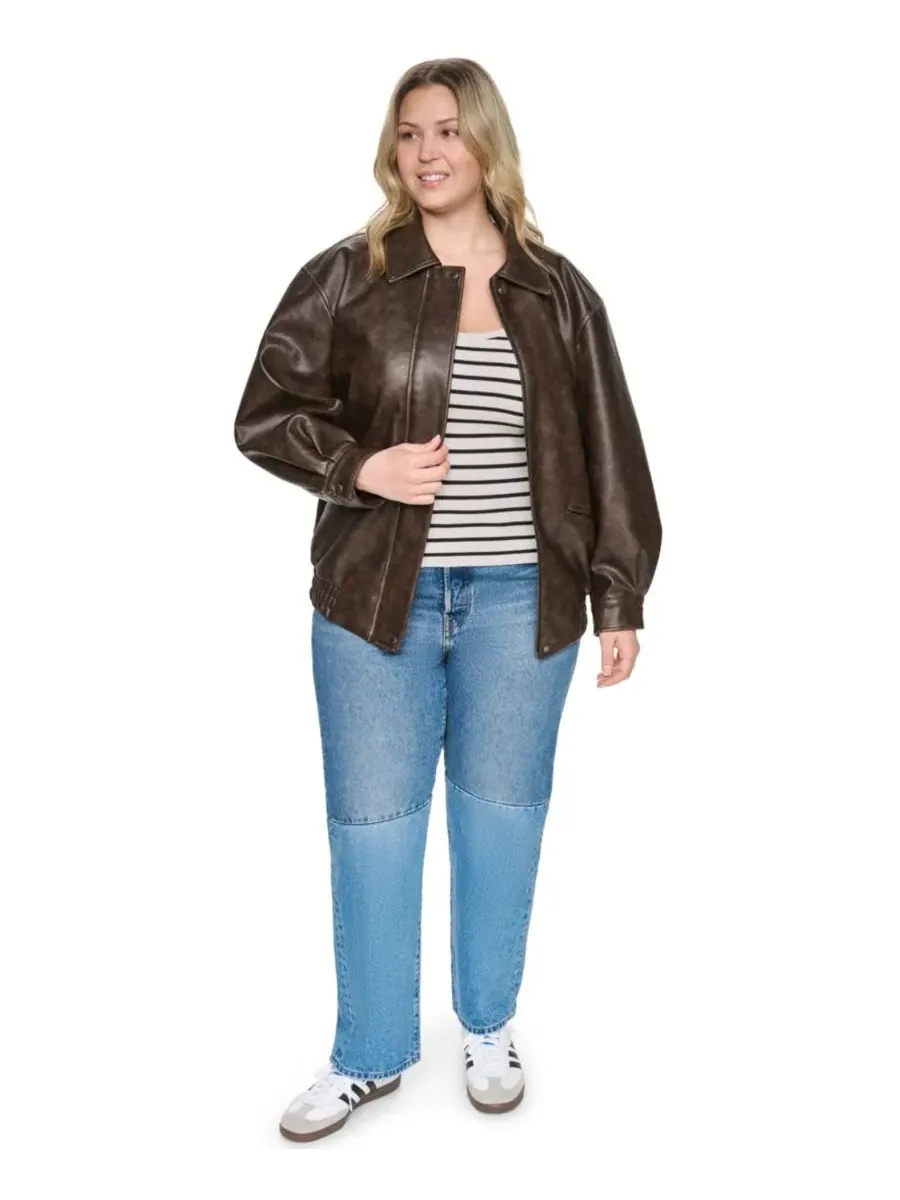 Куртка-бомбер из искусственной кожи на молнии Levi's — изображение 2 из 6, коричневый