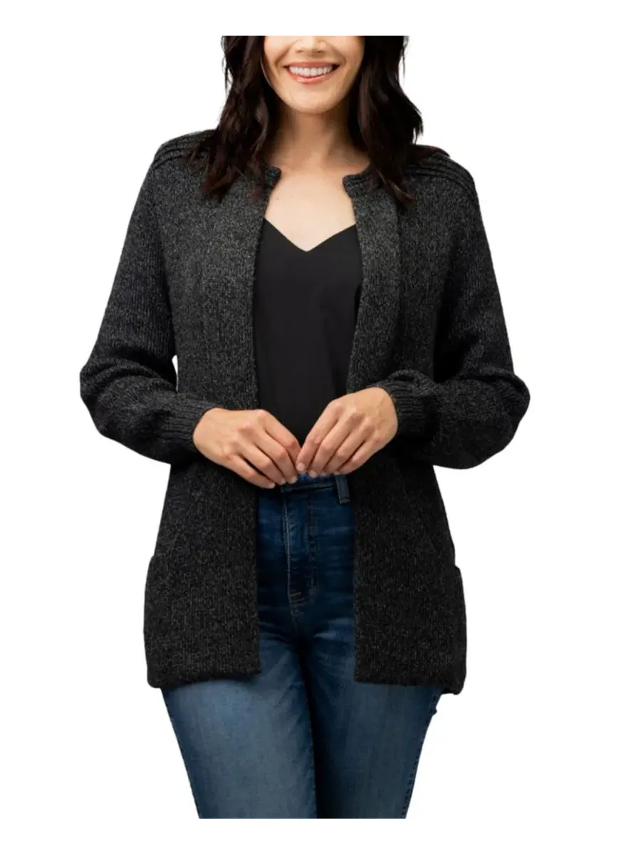 Кардиган с открытым передом из альпаки с длинным рукавом Linda Ebel Alpaca-Blend Open Front — изображение 1 из 2, темно-серый