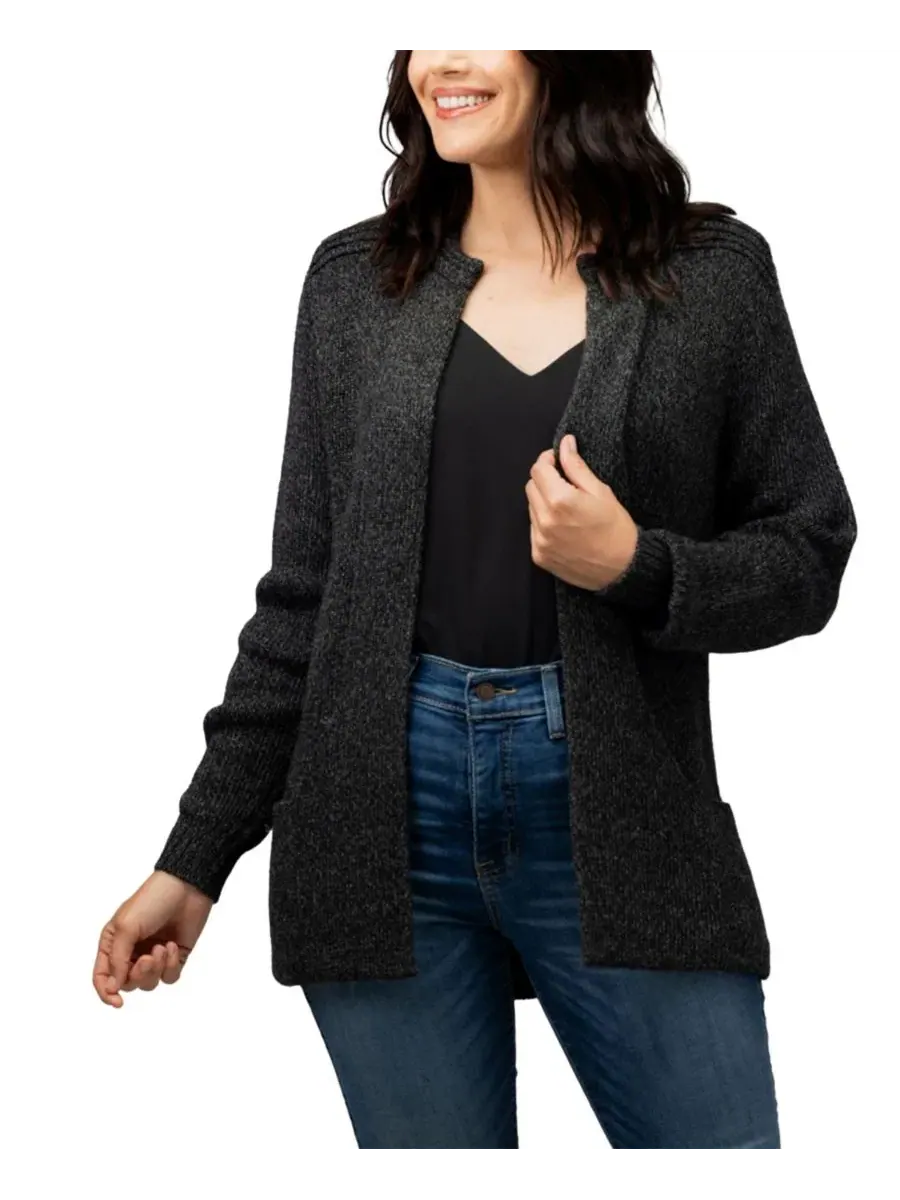 Кардиган с открытым передом из альпаки с длинным рукавом Linda Ebel Alpaca-Blend Open Front — изображение 2 из 2, темно-серый