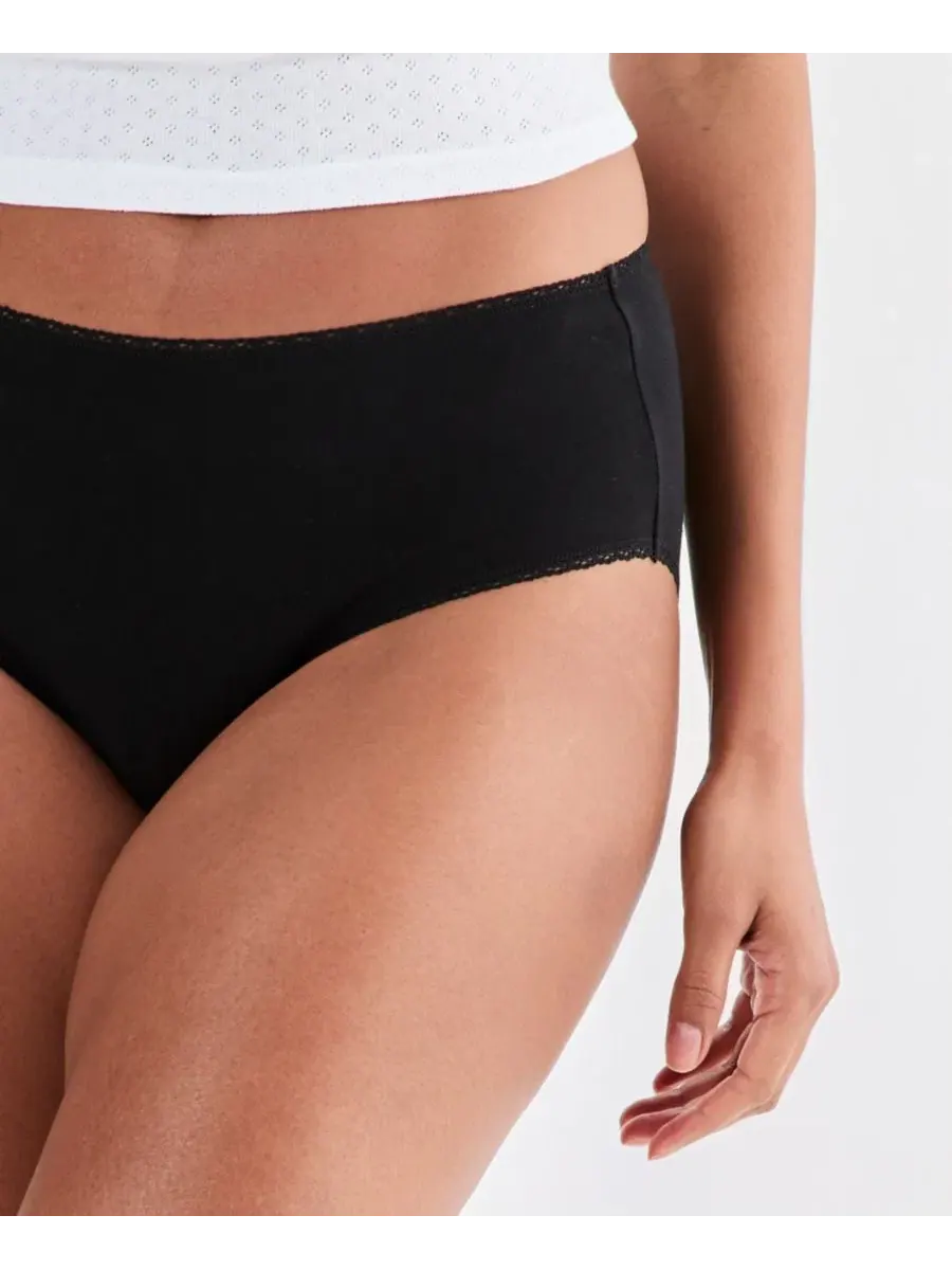 Трусы с высокой посадкой Cotton Jersey Brief с пико-отделкой Charter Club — изображение 2 из 4, классический черный