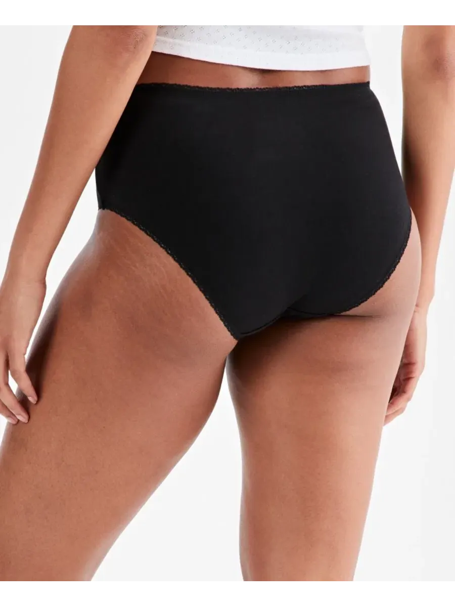 Трусы с высокой посадкой Cotton Jersey Brief с пико-отделкой Charter Club — изображение 3 из 4, классический черный