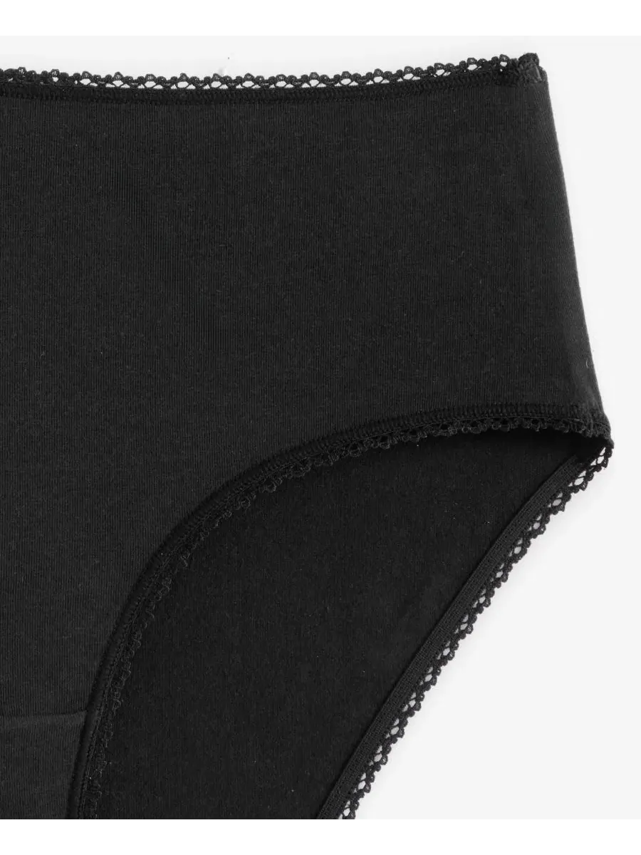Трусы с высокой посадкой Cotton Jersey Brief с пико-отделкой Charter Club — изображение 4 из 4, классический черный