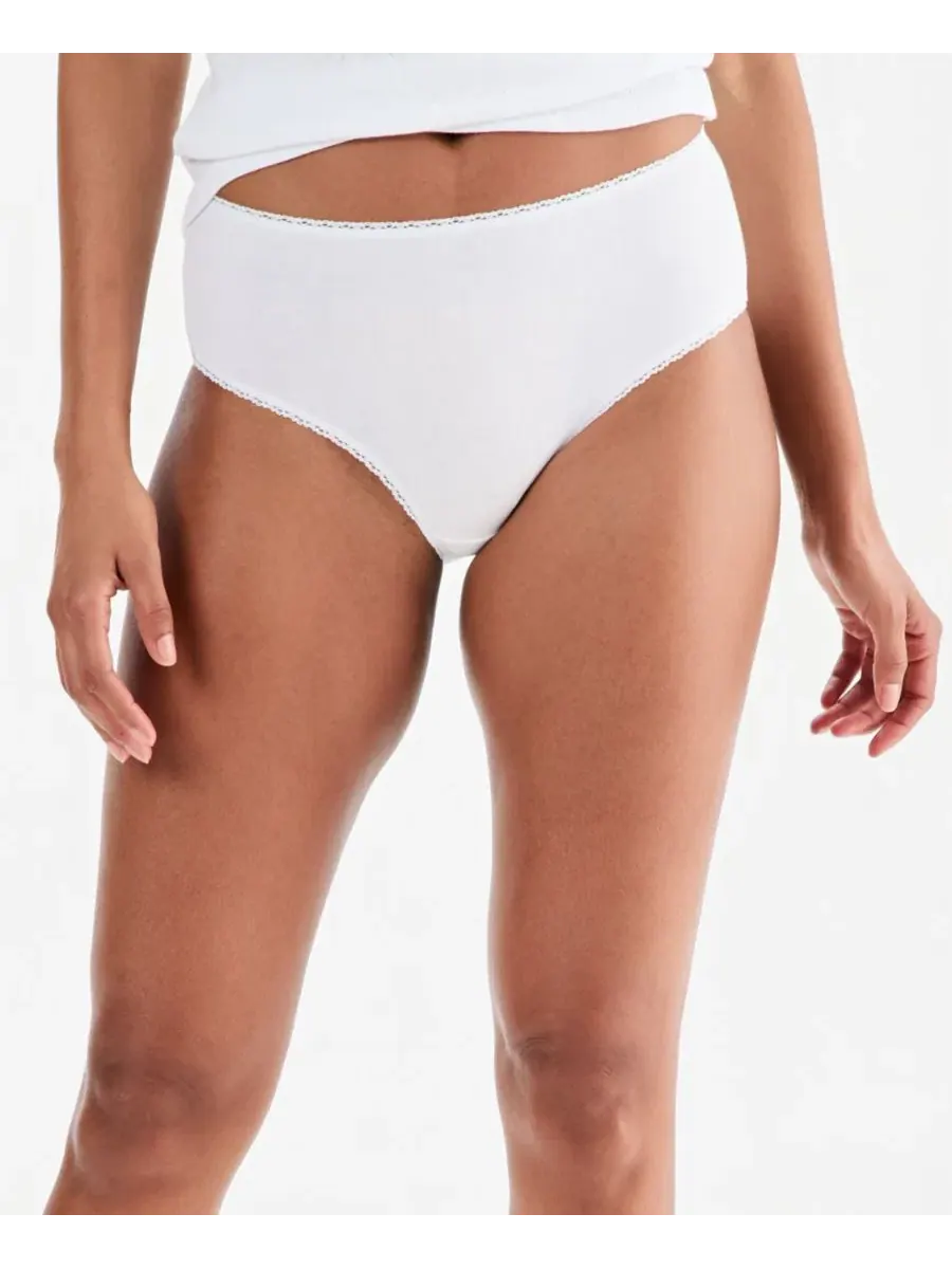 Трусы-слипы с пико-тримом, Cotton Jersey Brief Charter Club — изображение 1 из 4, яркий белый