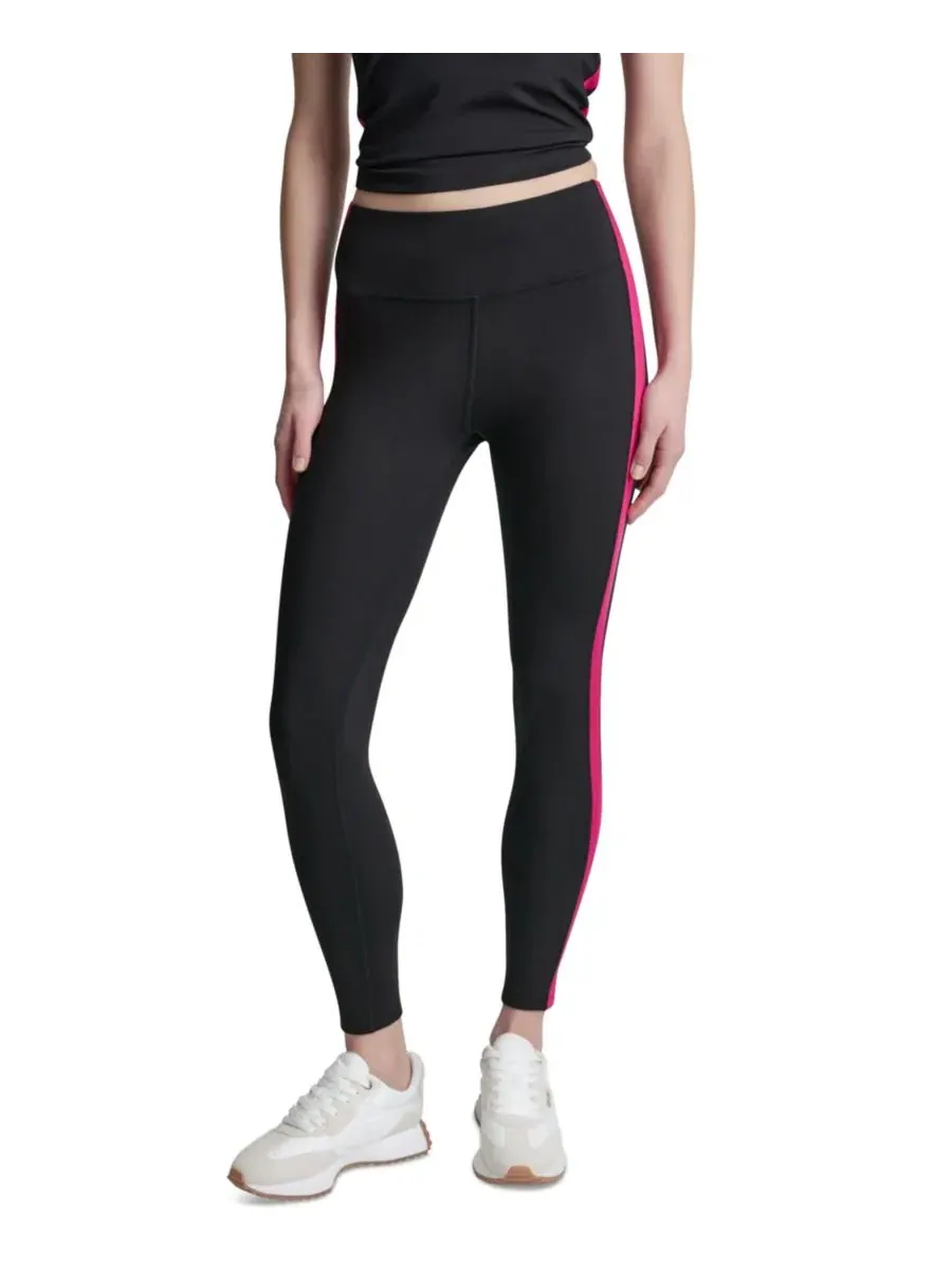 Леггинсы с боковой полосой DKNY Sport — изображение 2 из 3, черный/розовый