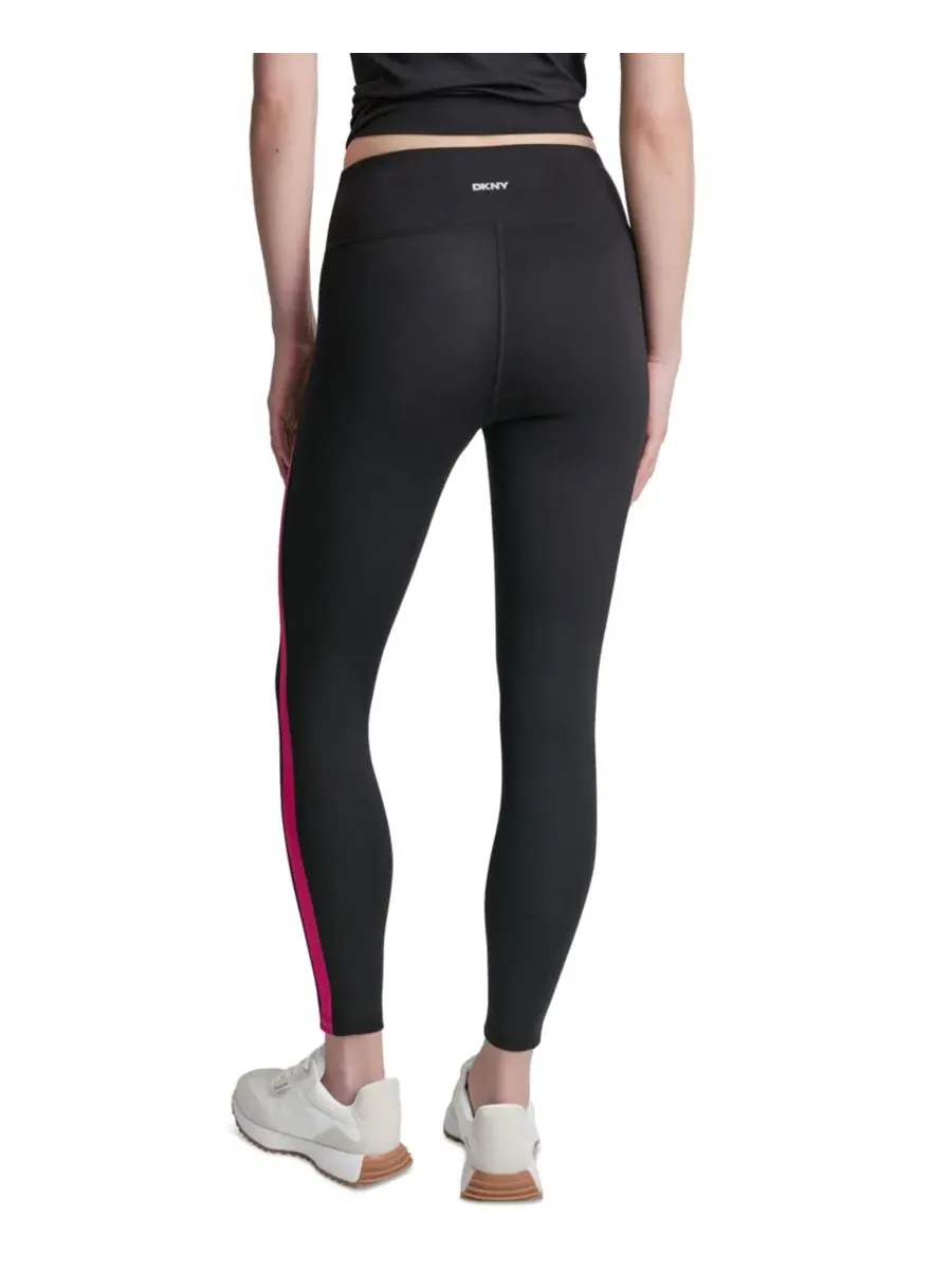 Леггинсы с боковой полосой DKNY Sport — изображение 3 из 3, черный/розовый