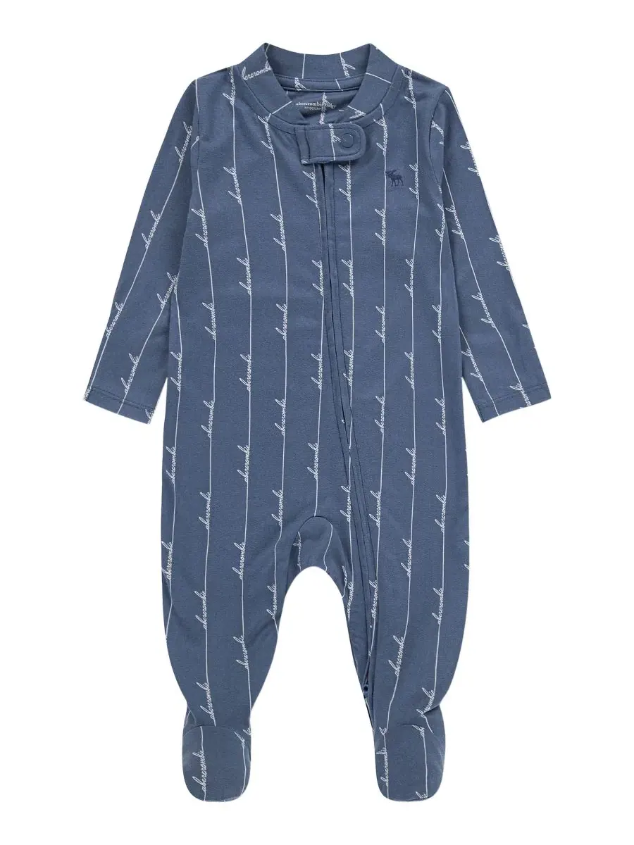 Комбинезон с длинным рукавом на молнии, с ножками, из футера abercrombie kids — изображение 1 из 5, синий