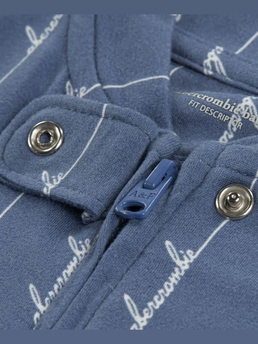 Комбинезон с длинным рукавом на молнии, с ножками, из футера abercrombie kids — изображение 3 из 5, синий