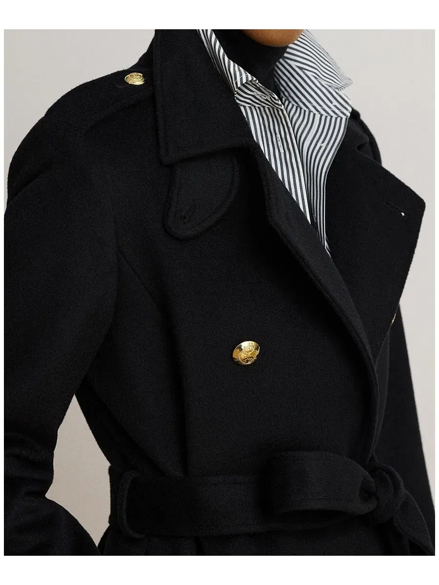 Пальто с поясом и воротником Women's Collared Coat Lauren Ralph Lauren — изображение 3 из 6, черный