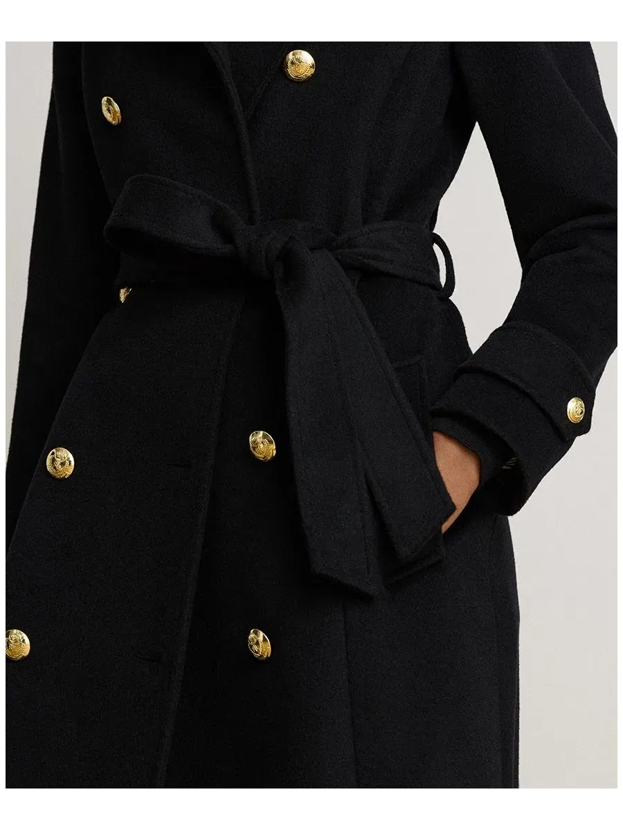 Пальто с поясом и воротником Women's Collared Coat Lauren Ralph Lauren — изображение 5 из 6, черный