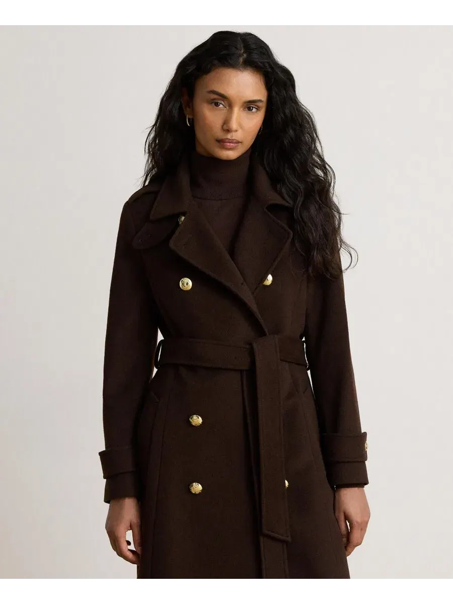 Пальто двубортное с поясом Wool Blend Lauren Ralph Lauren
