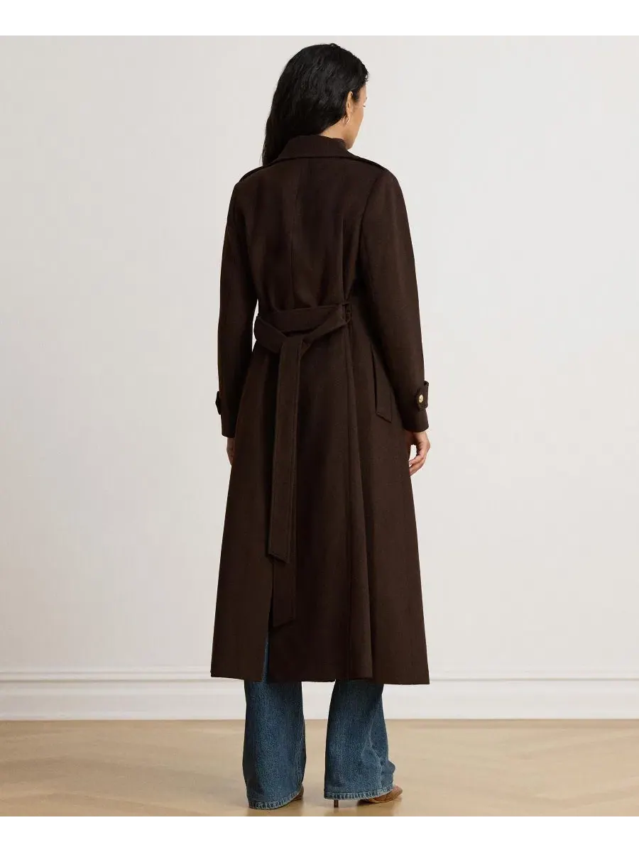 Пальто двубортное с поясом Wool Blend Lauren Ralph Lauren — изображение 5 из 5, шоколад