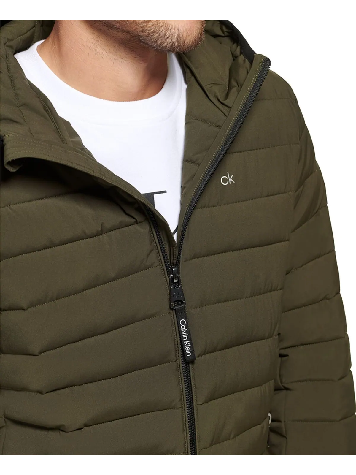 Мужская стеганая куртка packable с капюшоном Calvin Klein — изображение 3 из 6, оливковый