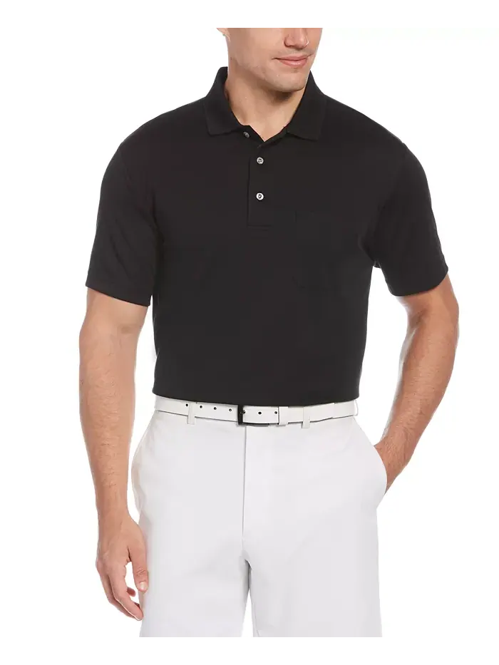 Мужская поло для гольфа Airflux Solid Mesh с коротким рукавом PGA TOUR — черный
