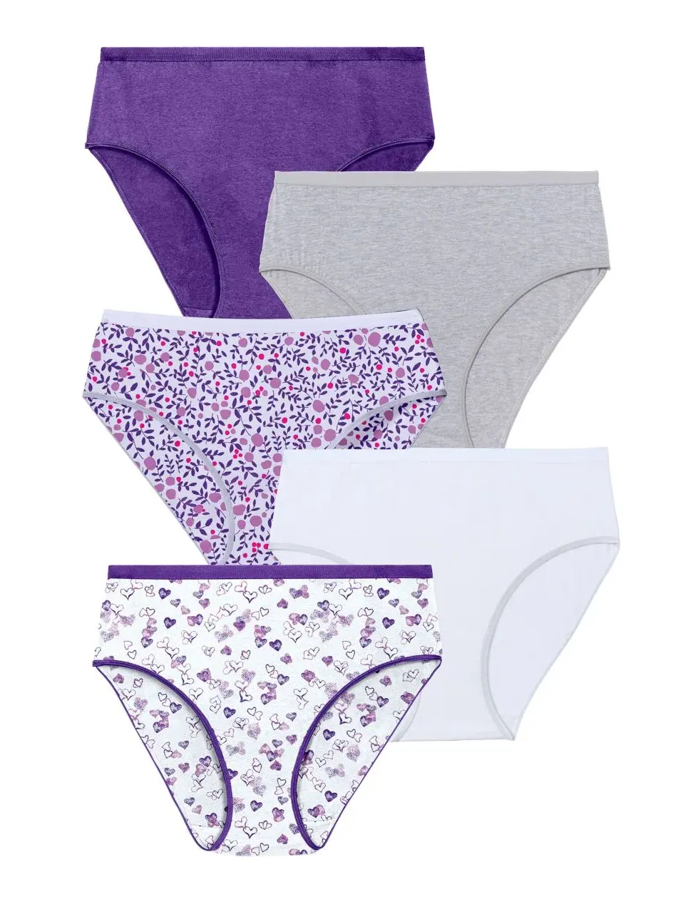 Женские хлопковые трусы с высокой посадкой, комплект из 5 штук Comfort Choice, Stamped Heart Pack