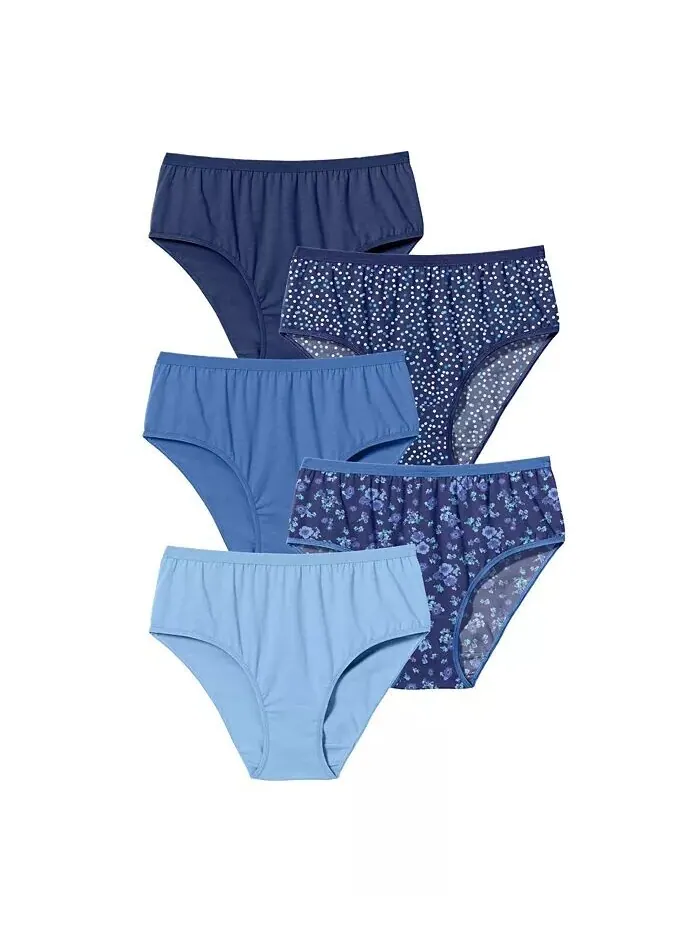 Хлопковые трусы больших размеров Hi-Cut (5 шт.) Comfort Choice — синий