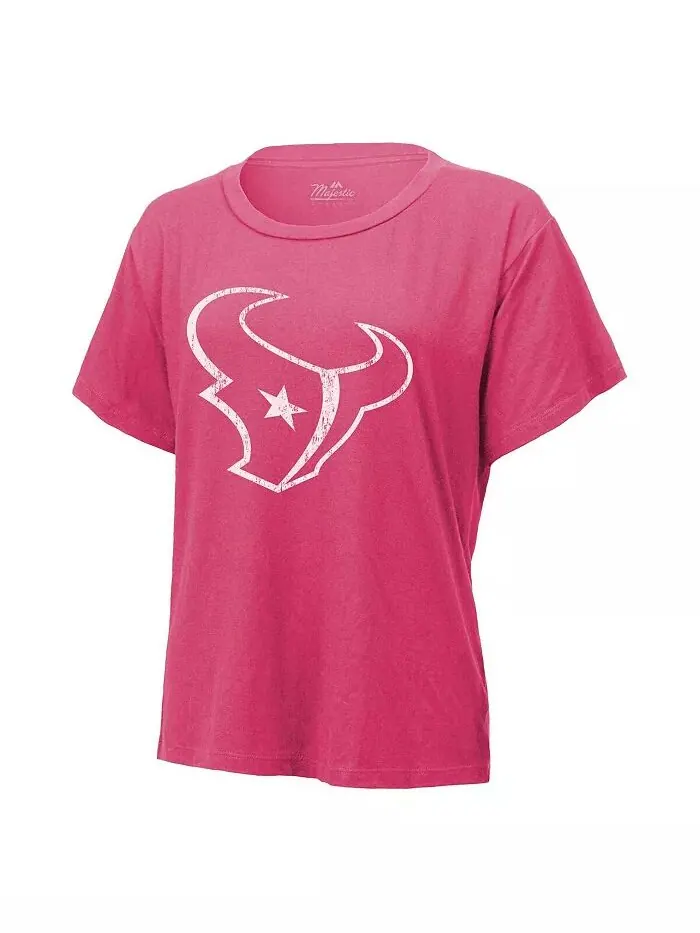 Женская футболка CJ Stroud Pink Distressed с именем и номером команды Houston Texans Majestic — изображение 3 из 3
