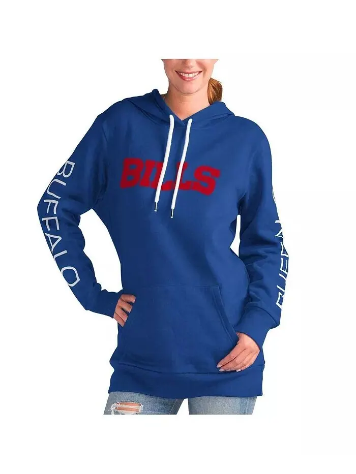 Женский пуловер с капюшоном Royal Buffalo Bills Extra Inning G-Iii 4Her By Carl Banks — синий