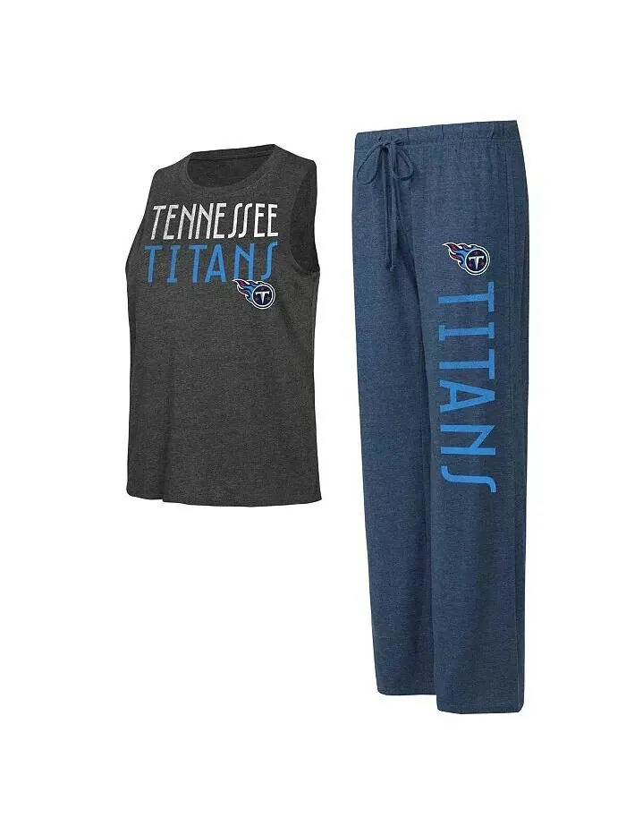 Женский комплект из майки Tennessee Titans Muscle темно-серого цвета с эффектом потертости и брюк — серый