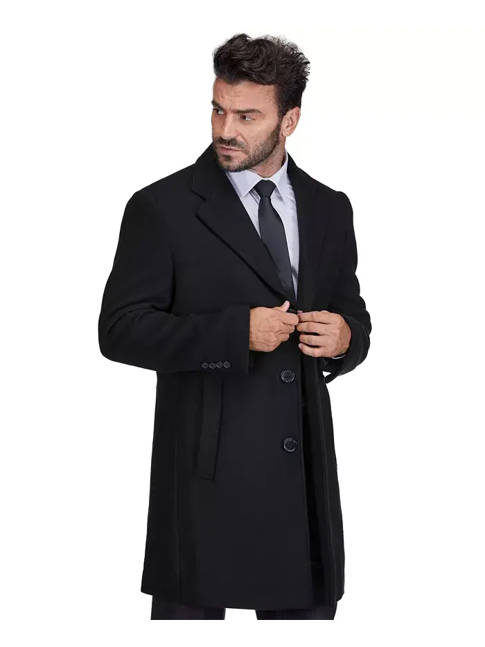 Мужское шерстяное пальто Walker Car Coat с отложным воротником Braveman — изображение 2 из 4, черный
