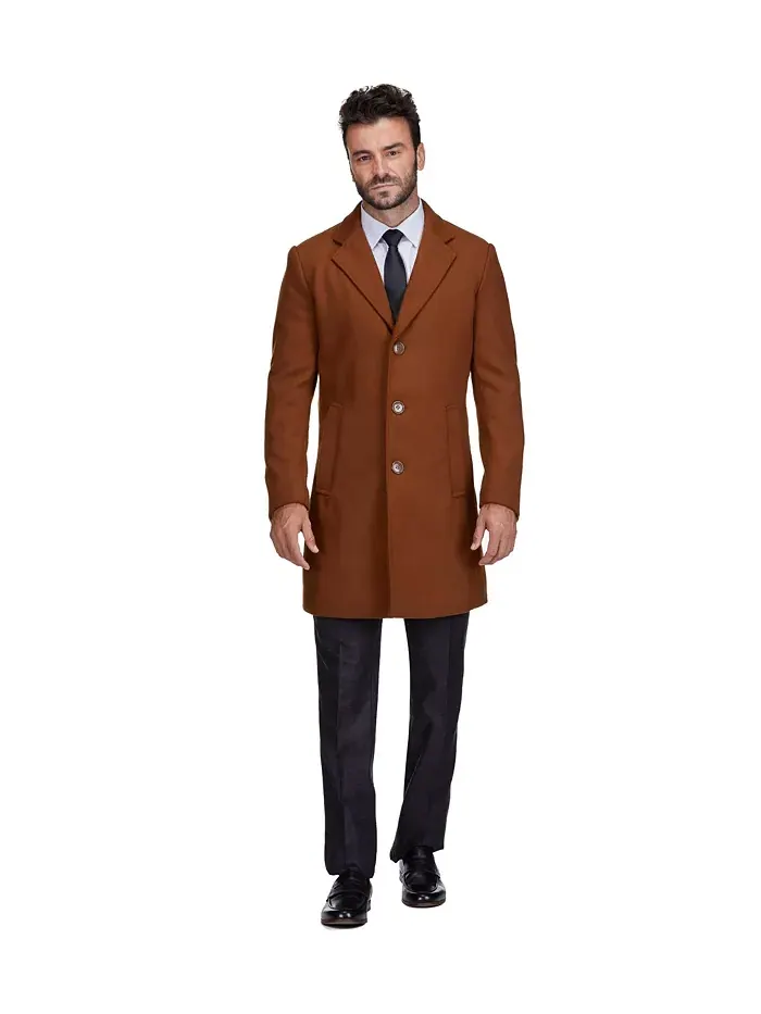 Мужское шерстяное пальто Walker Car Coat с отложным воротником Braveman — коричневый