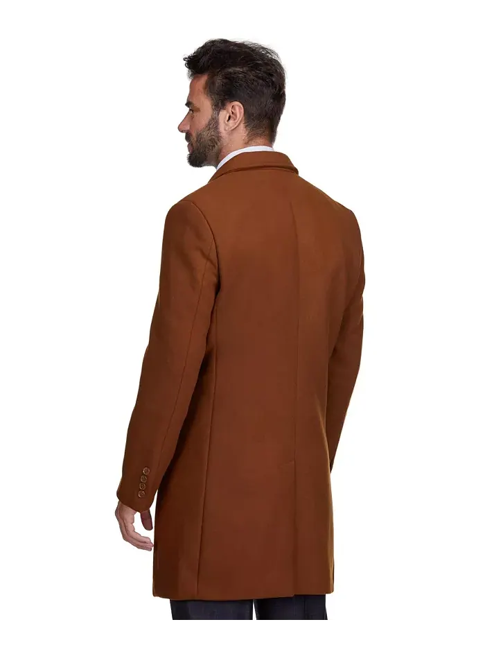 Мужское шерстяное пальто Walker Car Coat с отложным воротником Braveman — изображение 3 из 4, карамель