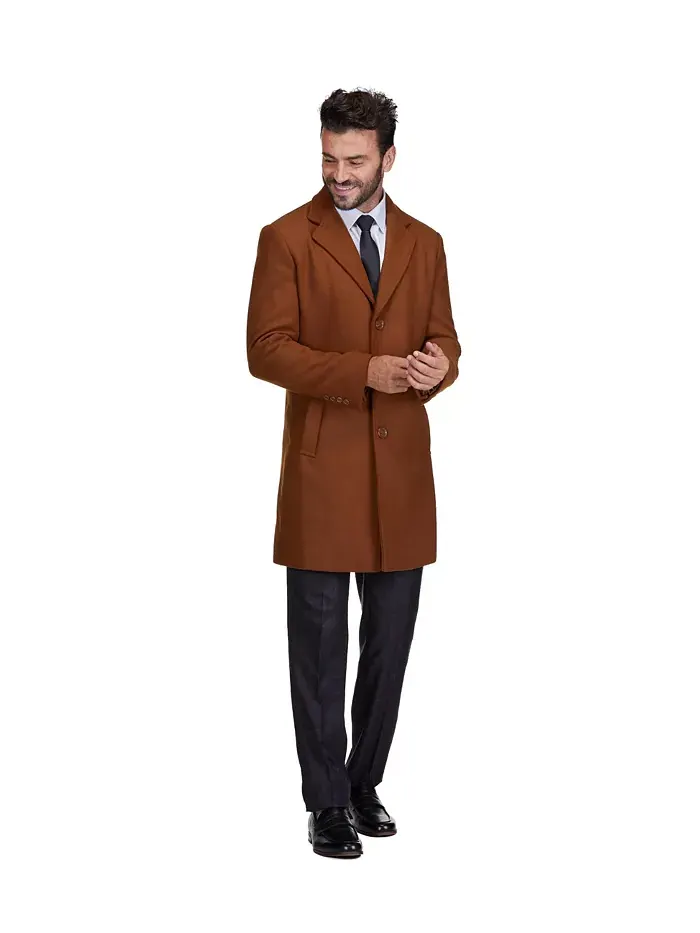 Мужское шерстяное пальто Walker Car Coat с отложным воротником Braveman — изображение 4 из 4, карамель