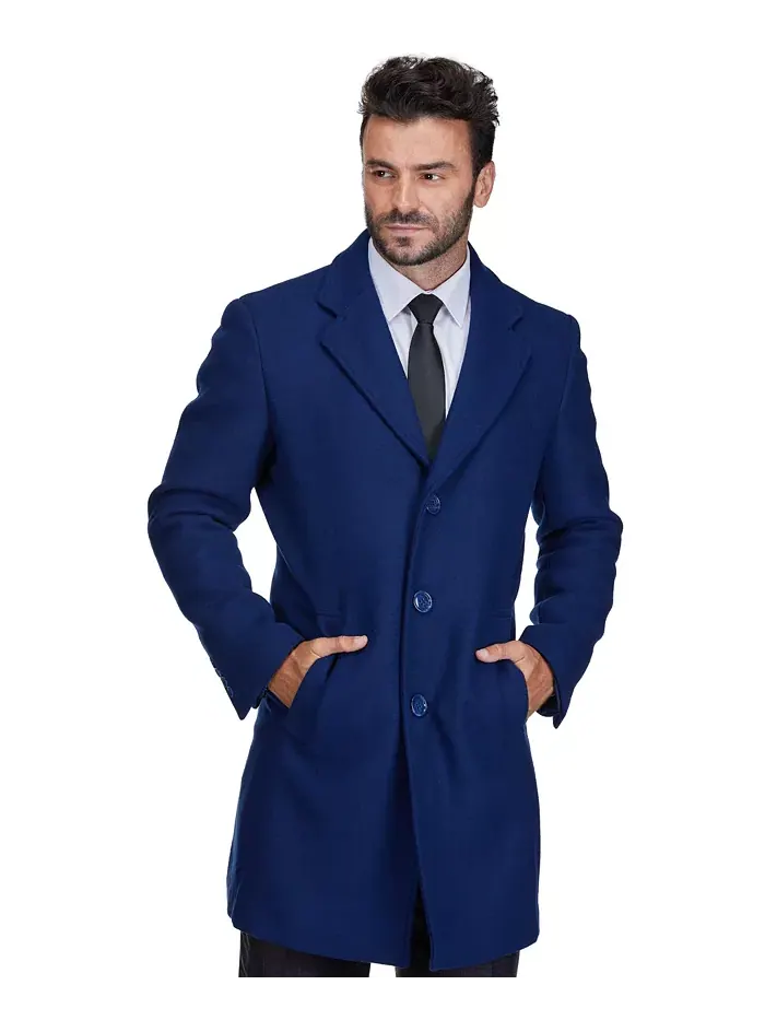 Мужское шерстяное пальто Walker Car Coat с отложным воротником Braveman — изображение 2 из 4, синий